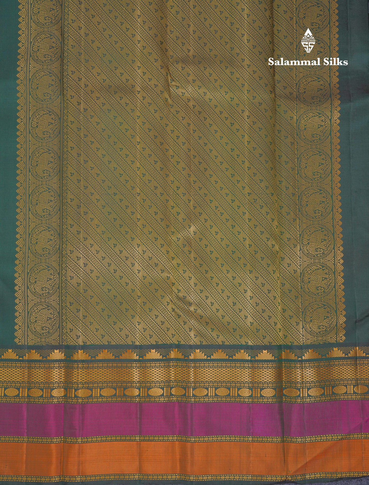 Bottle Green Thread Work Beautiful Pure Kanjivaram Silk Saree With Thread Work Double Border