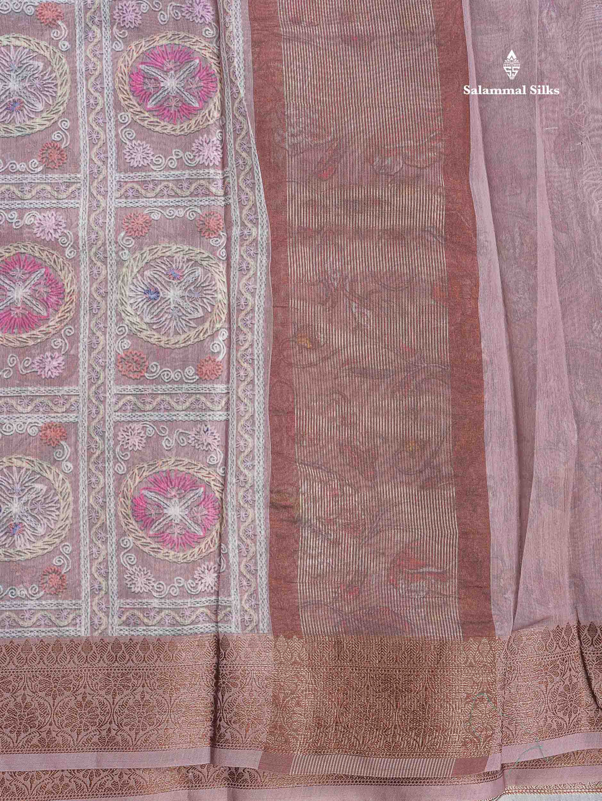 Cotton Mix Saree - Light Grey Colour Body With Fancy Border