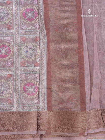 Cotton Mix Saree - Light Grey Colour Body With Fancy Border