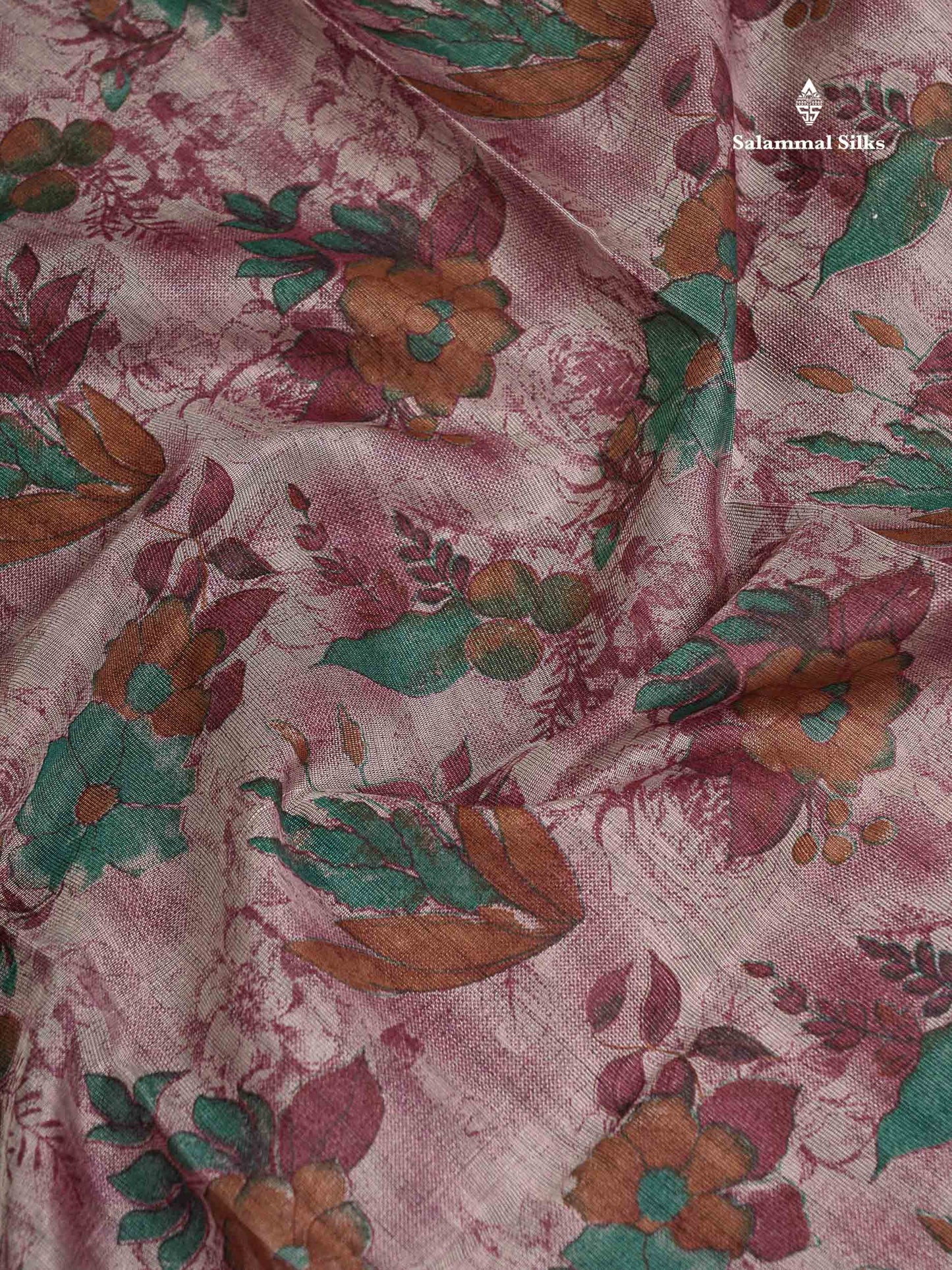 Cotton Mix Saree -  Light Maroon Floral Design Along With Contrast Cream White Blouse