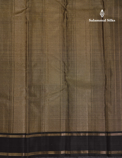Beautiful Ramar Blue With Zari Lines Pure Kanjivaram Silk Saree With Contrast Black Traditional Gap Border