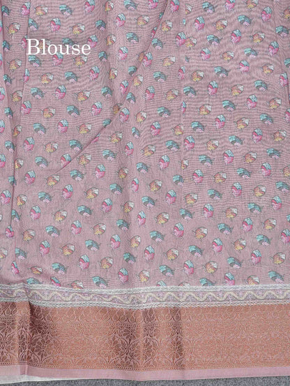 Cotton Mix Saree - Light Grey Colour Body With Fancy Border