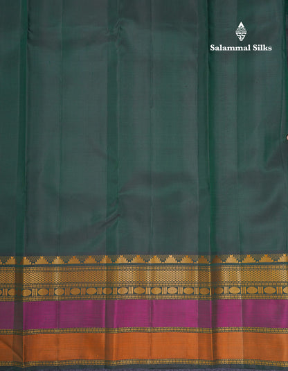 Bottle Green Thread Work Beautiful Pure Kanjivaram Silk Saree With Thread Work Double Border