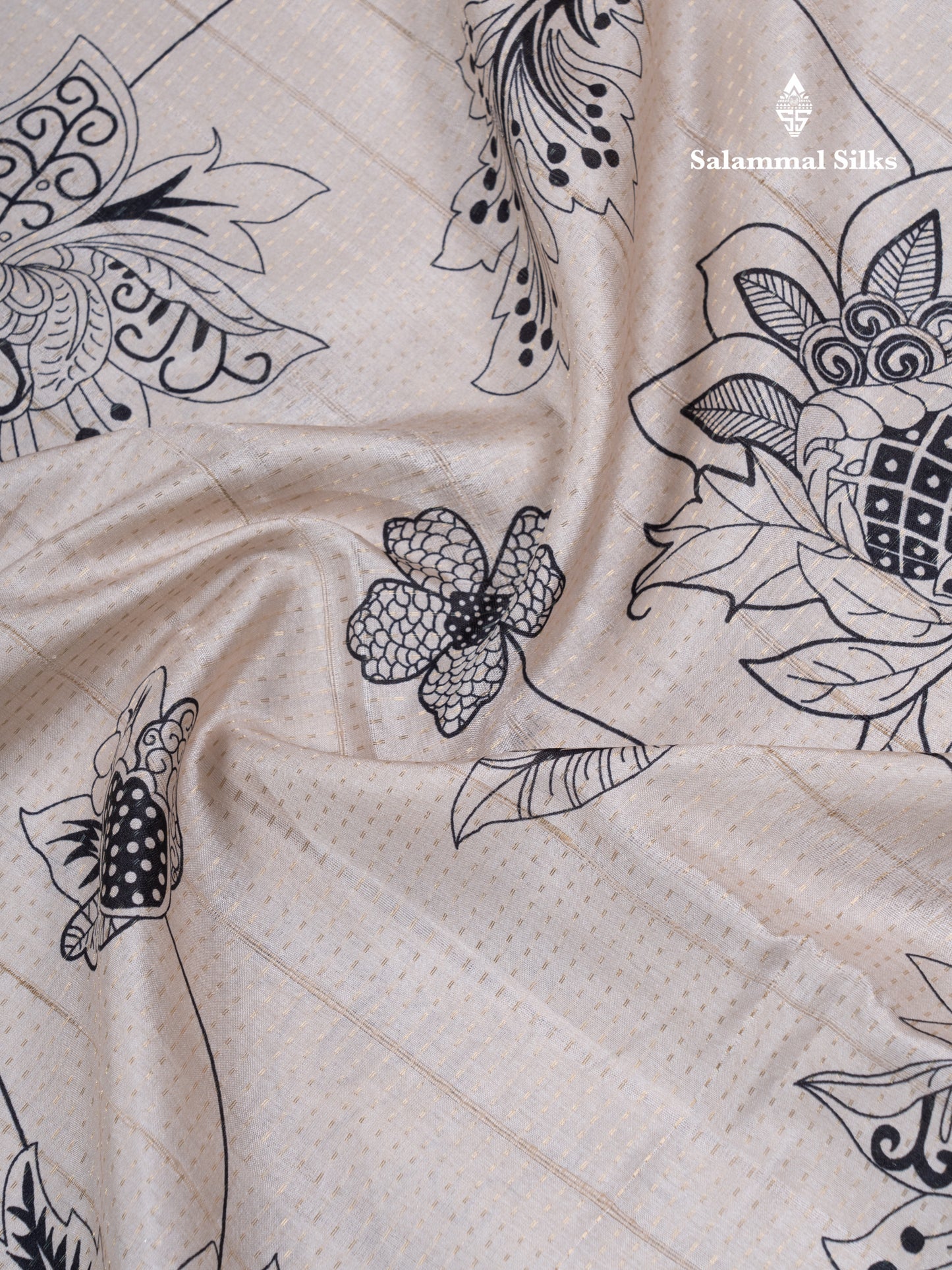 Cream Sandal Semi Tussar Fancy Saree With Contrast Light Violet Fancy Border