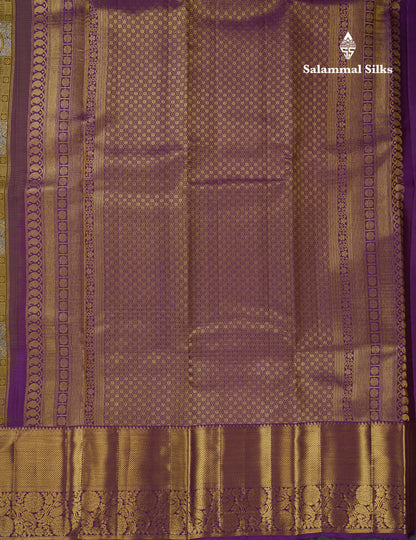 Beautiful Mehandi Green Pure Kanjivaram Silk Saree With Contrast Magenta Traditional Evening Morning Border