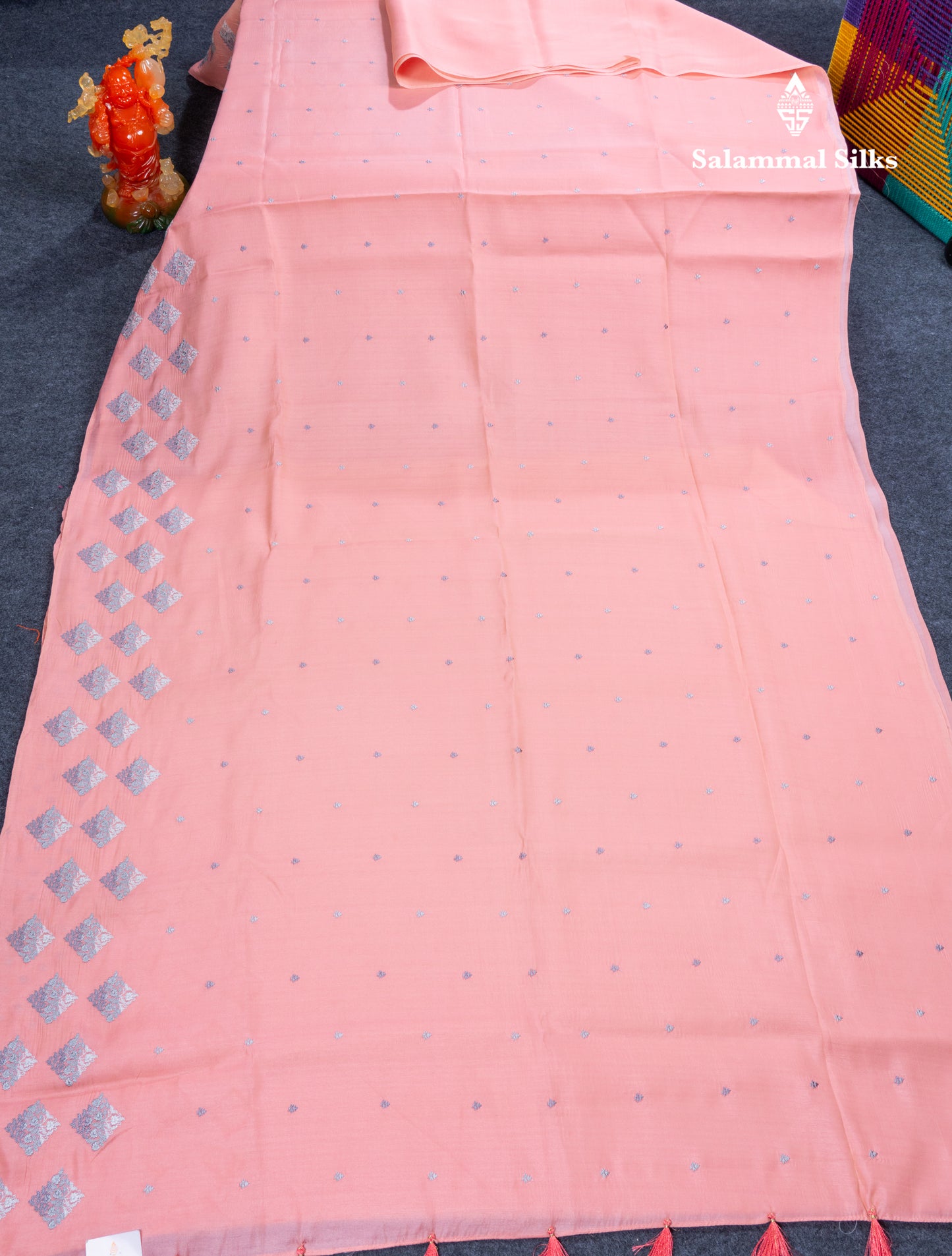 Peach Pink Tussar Fancy Saree With Self Blouse