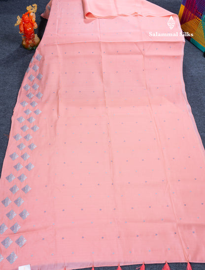 Peach Pink Tussar Fancy Saree With Self Blouse