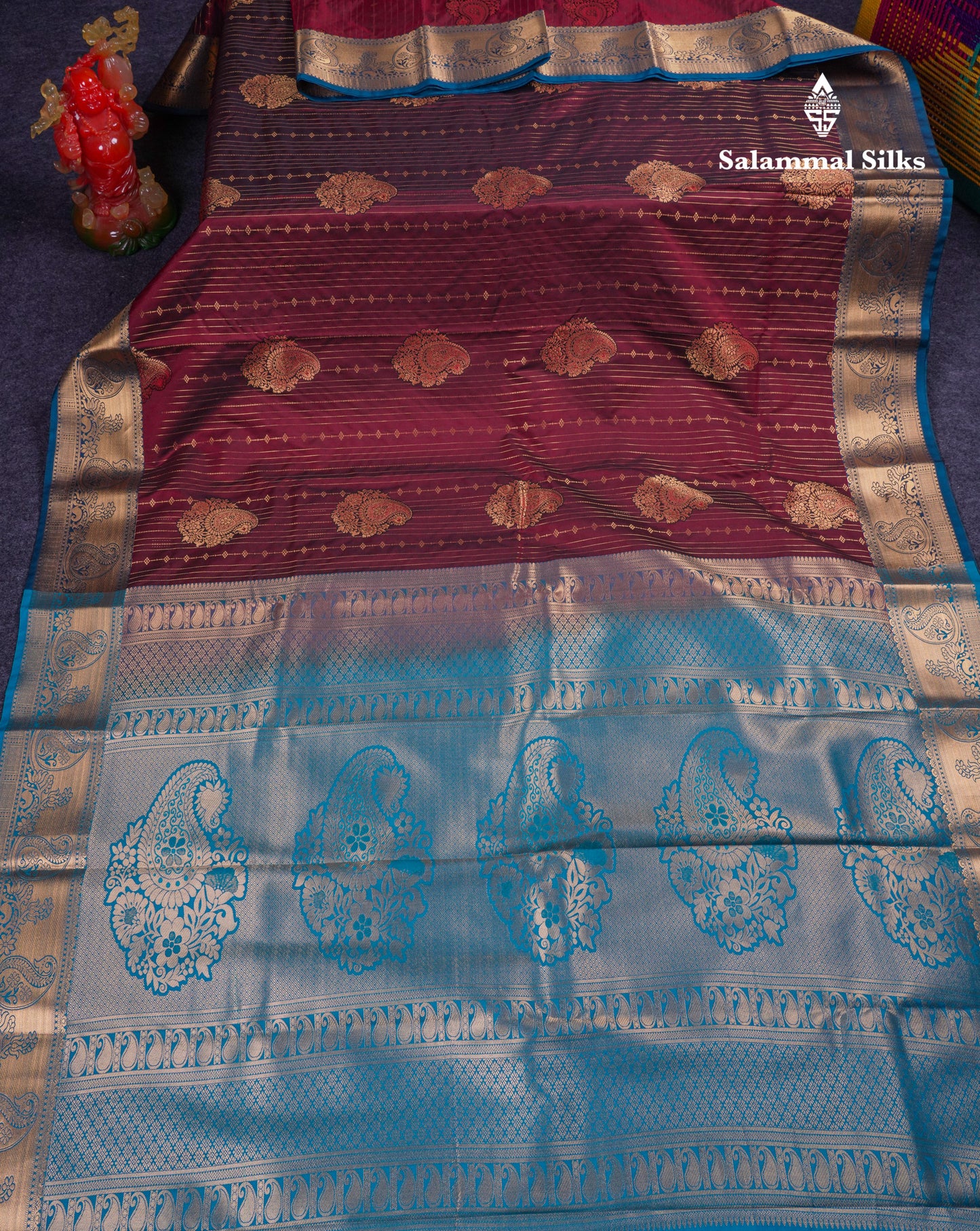 Beautiful Yellow Semi Silk Saree With Contrast Sapphire Green Blouse