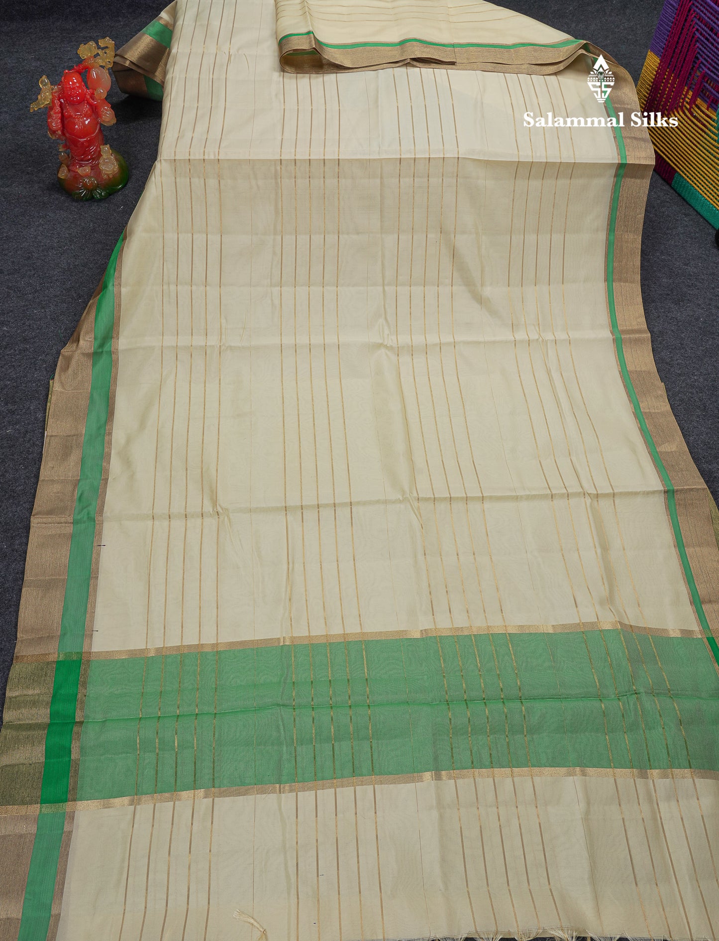Beautiful Chilly Red Semi Tussar Fancy Saree With Contrast Dual Tone Bottle Green Blouse