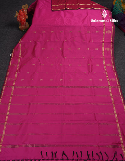 Beautiful Grey Semi Silk Saree With Tarditional Rettapet Border