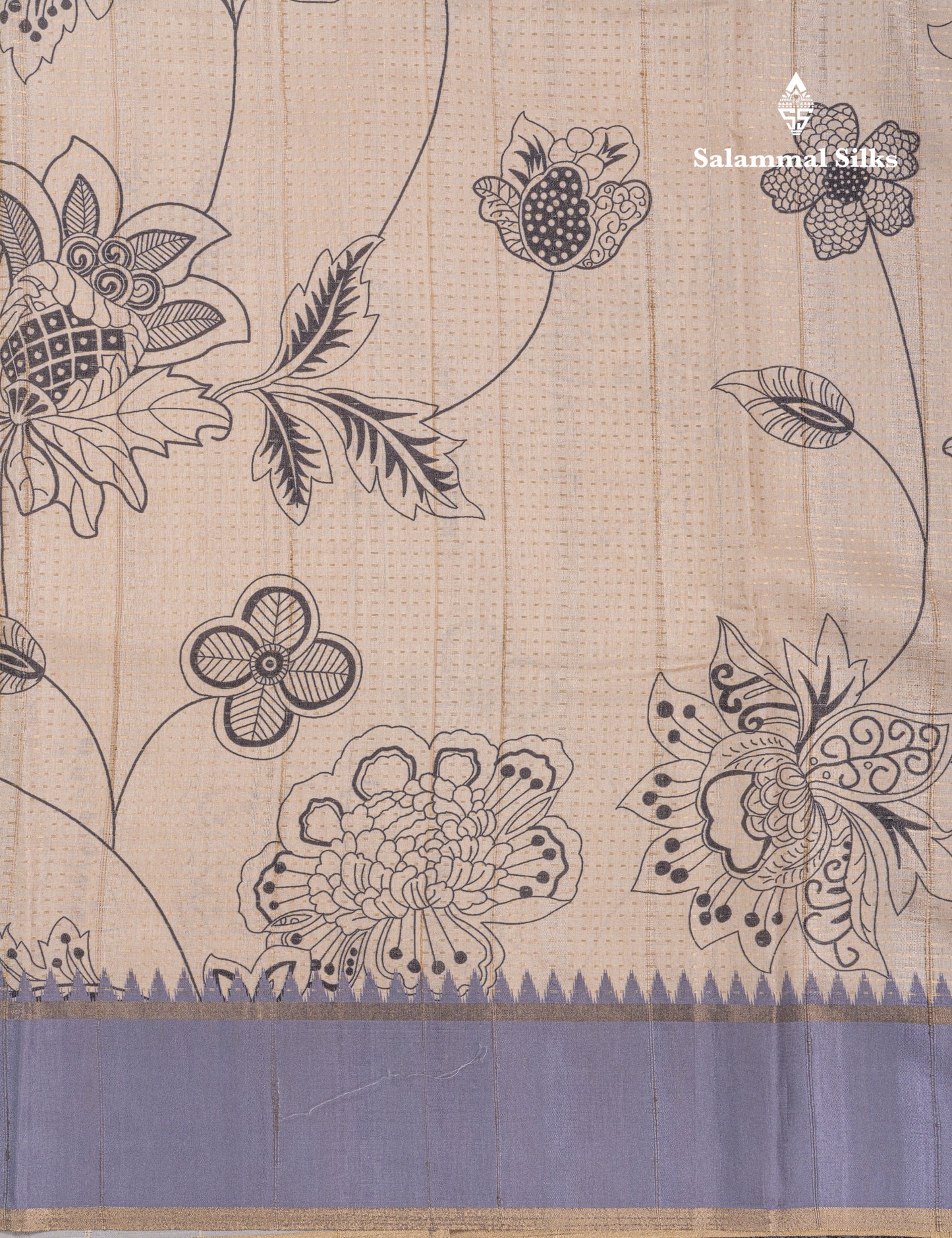 Cream Sandal Semi Tussar Fancy Saree With Contrast Light Violet Fancy Border