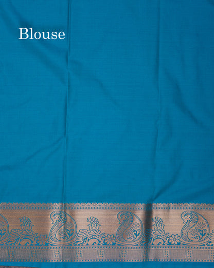 Beautiful Yellow Semi Silk Saree With Contrast Sapphire Green Blouse