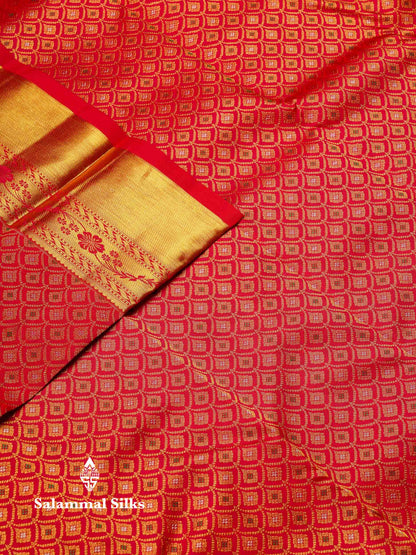 Beautiful Chilly Red Menakari Work Bridal Pure Kanjivaram Silk Saree With Traditional Border