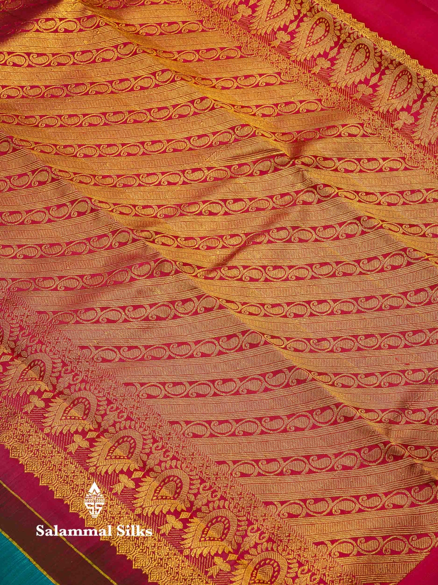 Beautiful Rani Pink Pure Kanjivaram Silk Saree With Traditional Temple Border