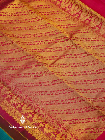 Beautiful Rani Pink Pure Kanjivaram Silk Saree With Traditional Temple Border