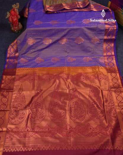 Beautiful Yellow Semi Silk Saree With Contrast Sapphire Green Blouse