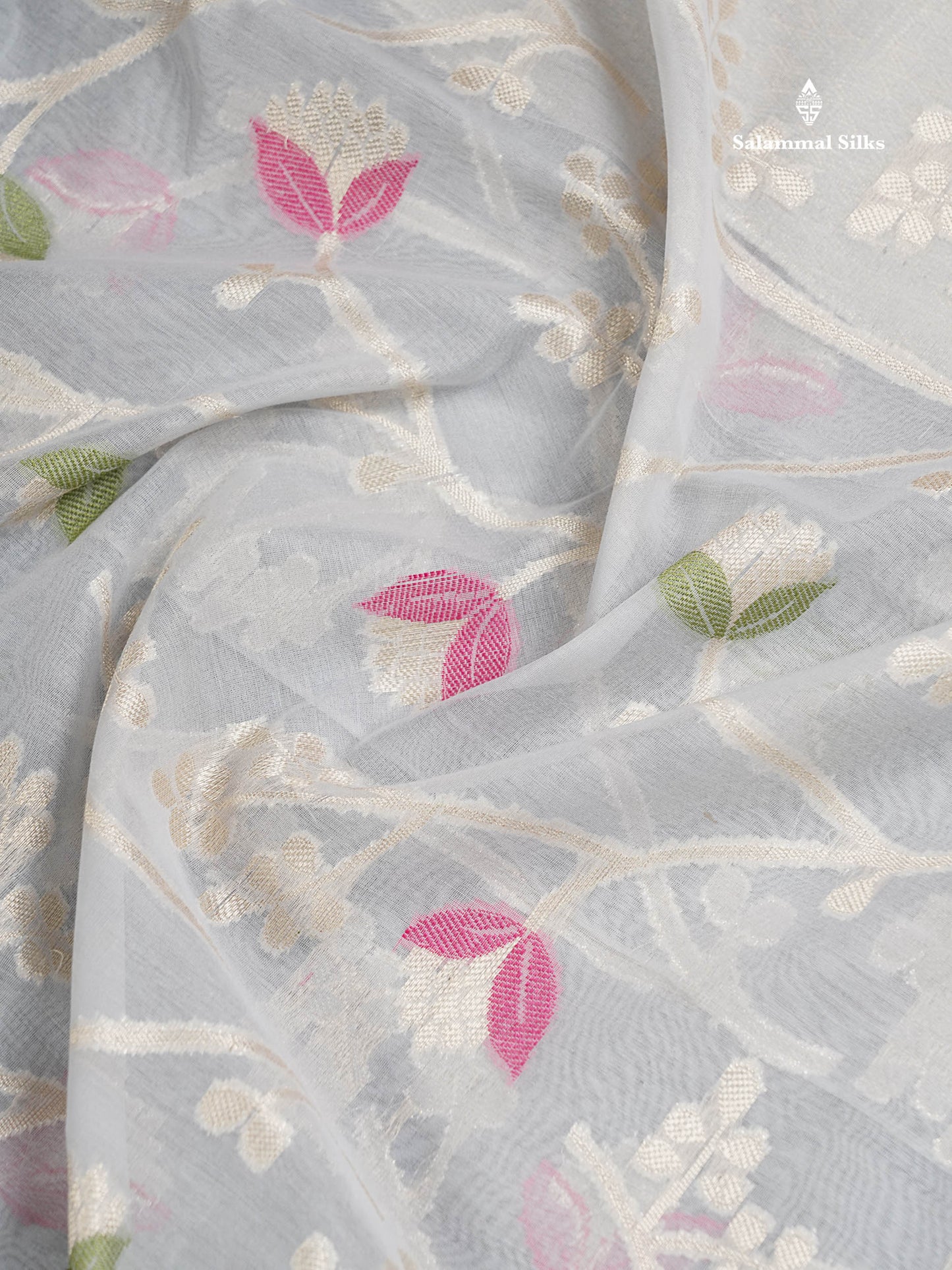 Cotton Mix Saree - Blueish Grey Meenakari Work Along With Fancy Border