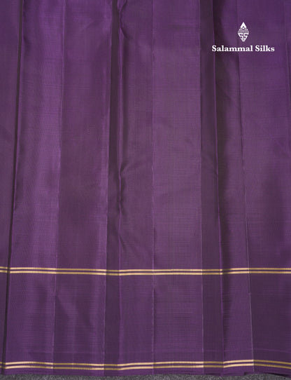Mehandi Green Pure Kanjivaram Silk Saree With Violet Border