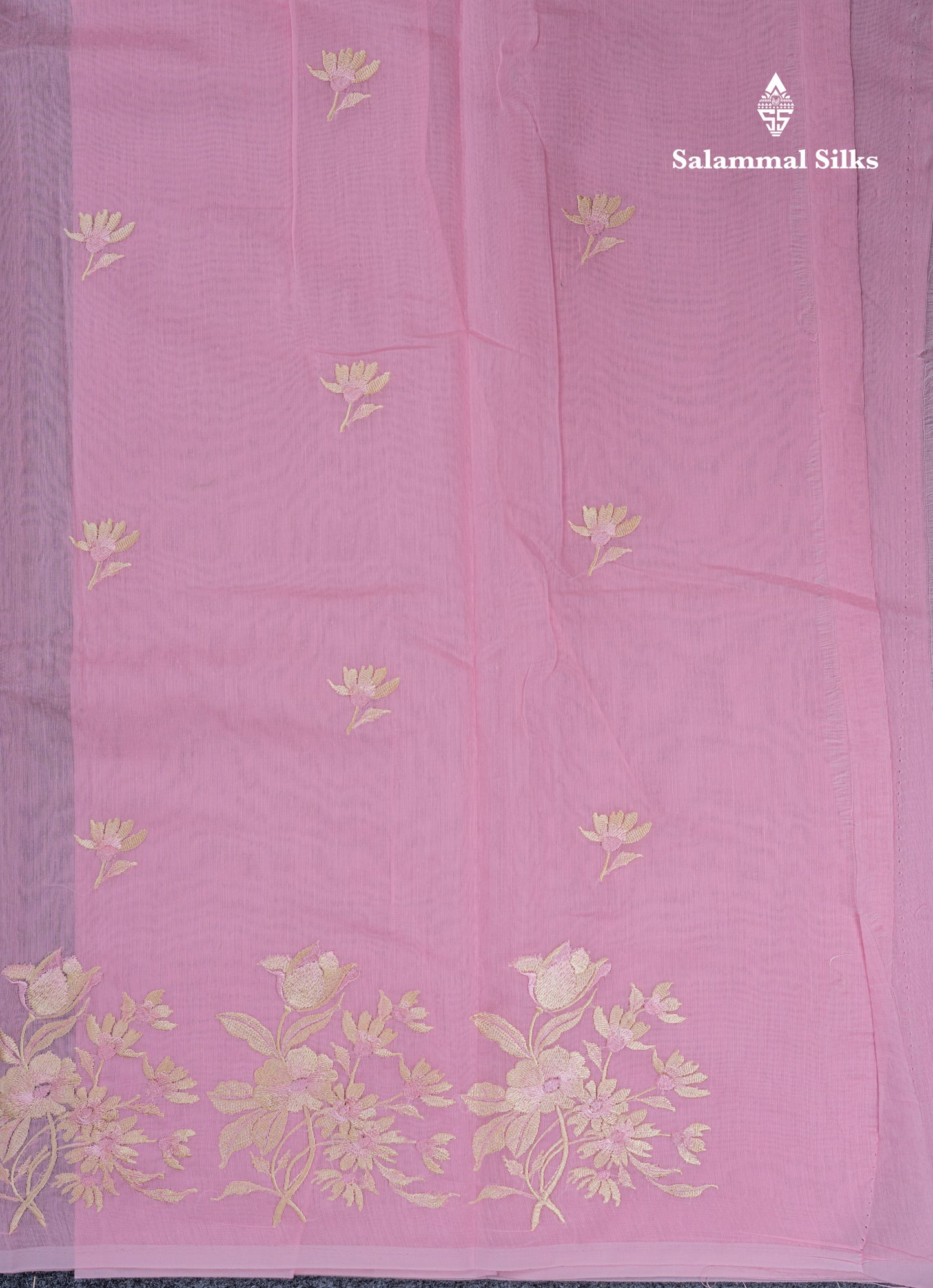 Baby Pink Cotton Mix Saree With Embroidery Border