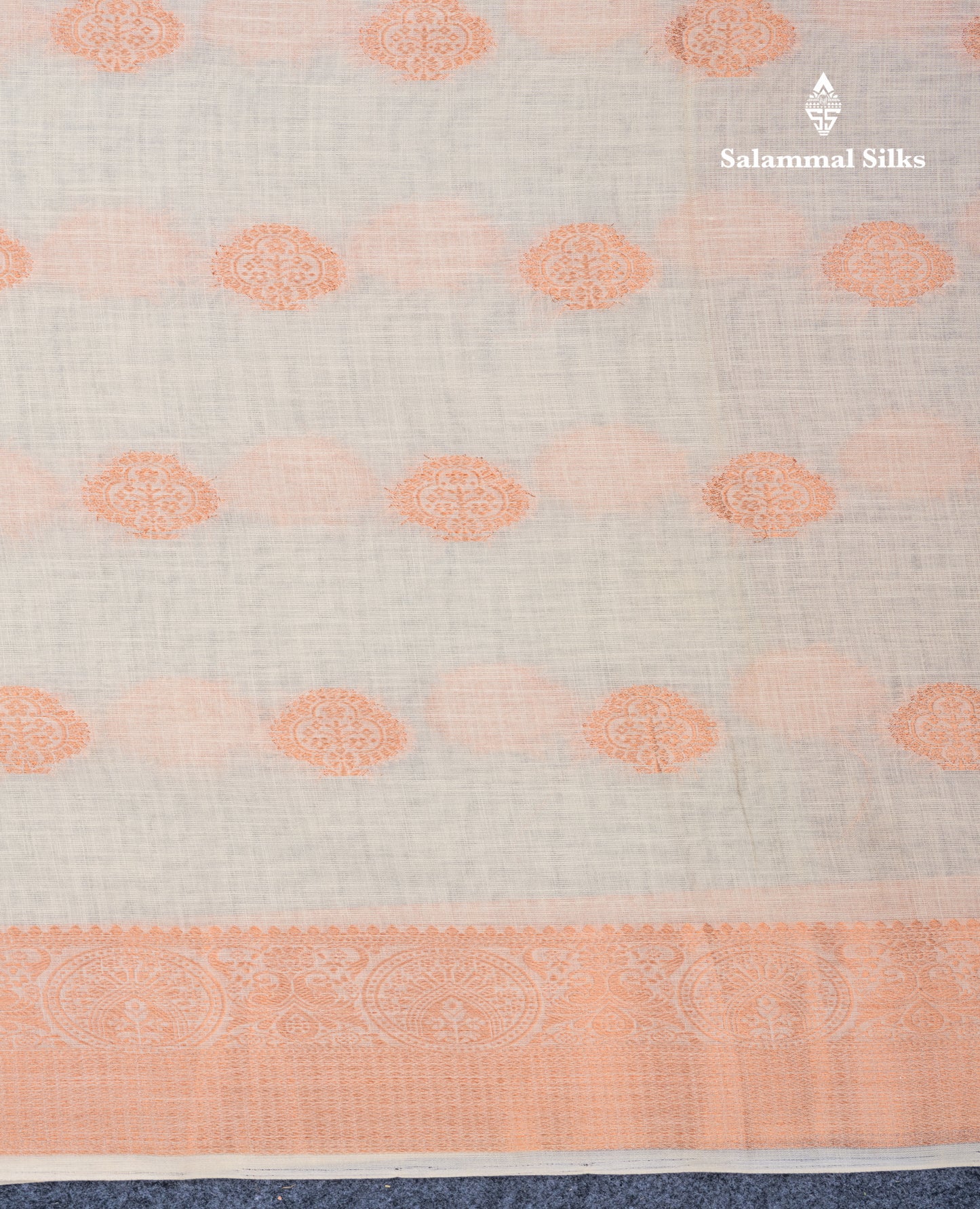 Half White Linen Cotton Mix Fancy Saree With Contrast Sandal Blouse
