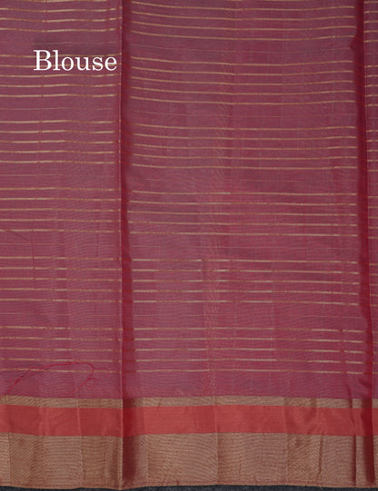 Beautiful Chilly Red Semi Tussar Fancy Saree With Contrast Dual Tone Bottle Green Blouse