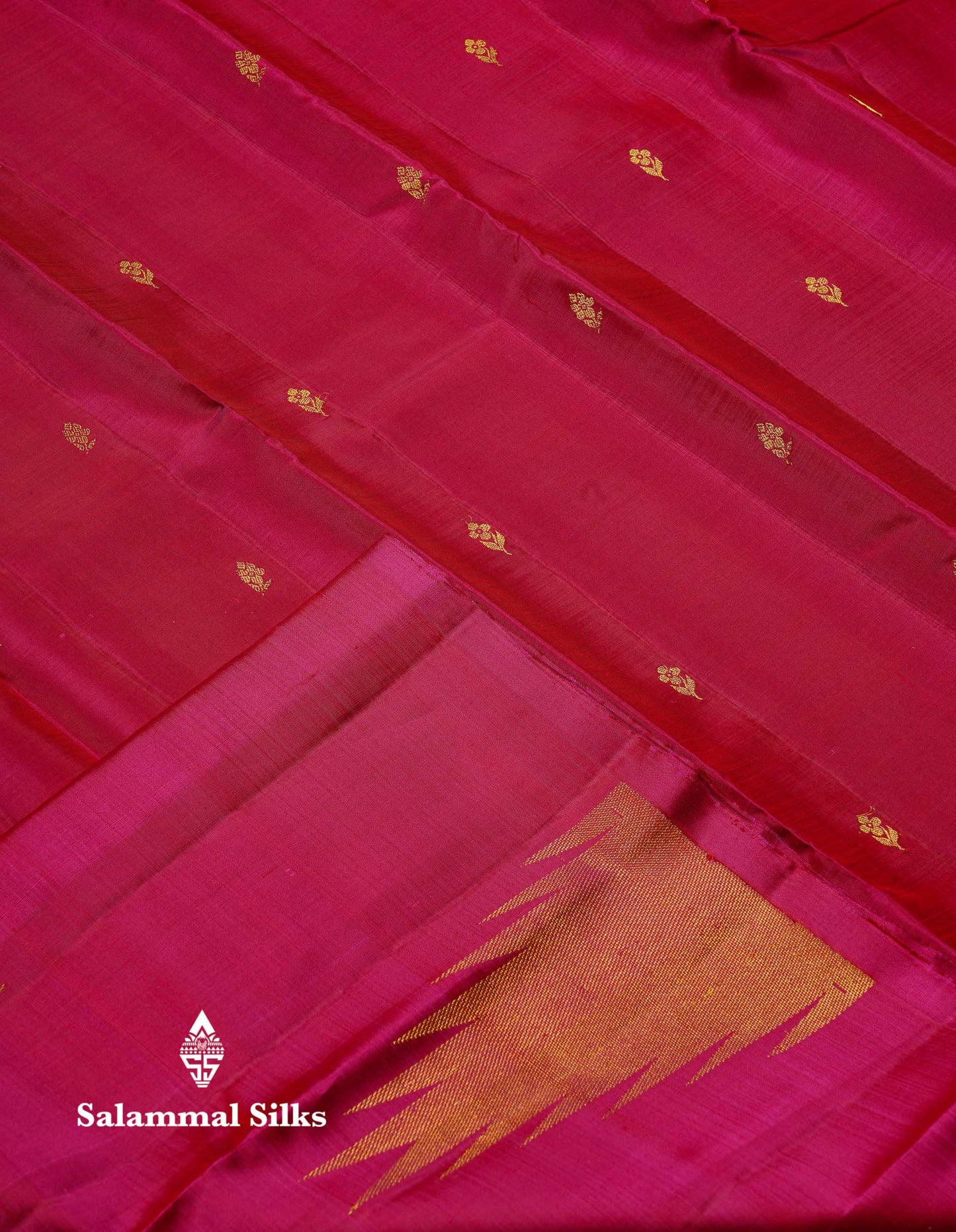 Beautiful Rani Pink Pure Kanjivaram Silk Saree With Traditional Temple Border