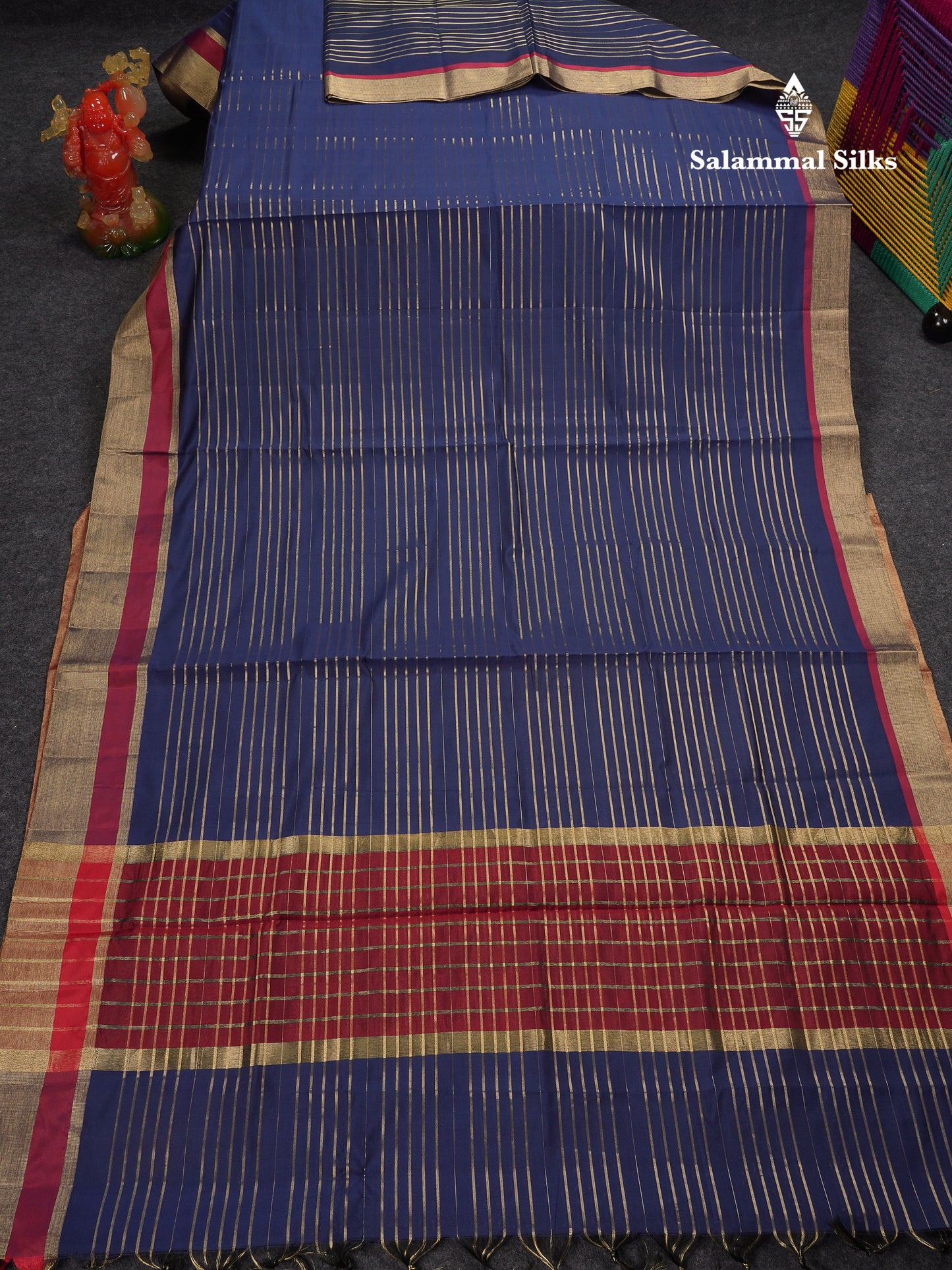 Beautiful Chilly Red Semi Tussar Fancy Saree With Contrast Dual Tone Bottle Green Blouse