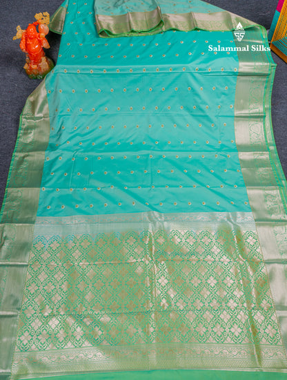 Beautiful Brown Menakari Work Semi Silk Saree With Contrast Grey Border