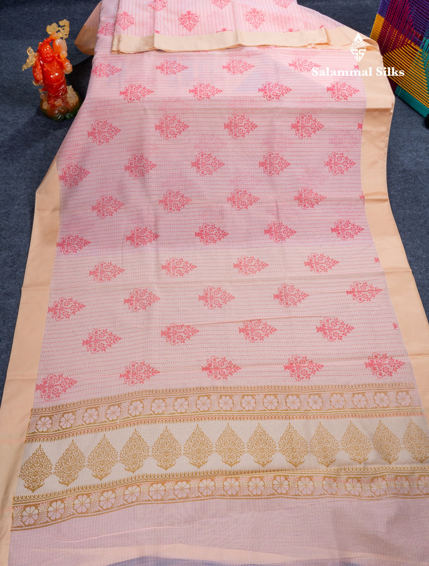 Sandal Kota Cotton Printed Saree With Self Plain Border