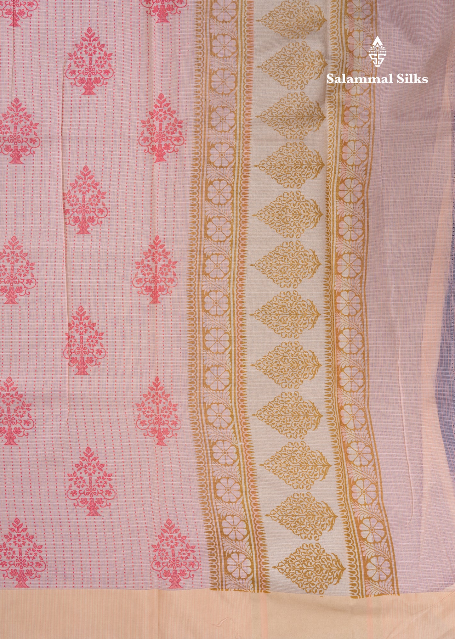 Sandal Kota Cotton Printed Saree With Self Plain Border