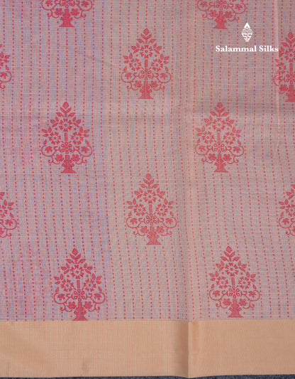 Sandal Kota Cotton Printed Saree With Self Plain Border