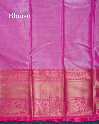 Beautiful Light Blue Tissue Semi Silk Saree With Contrast Pink Traditional Evening Morning Border