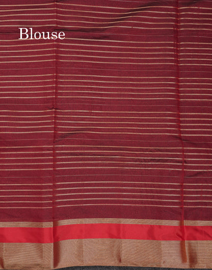 Beautiful Chilly Red Semi Tussar Fancy Saree With Contrast Dual Tone Bottle Green Blouse