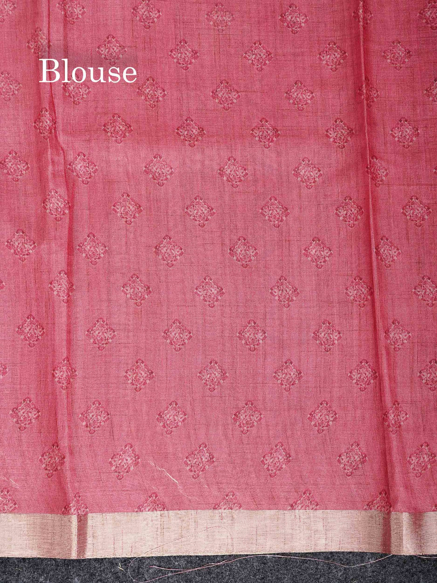 Cotton Mix Saree - Dual Tone Pink Printed Along With Small Ribbon Border
