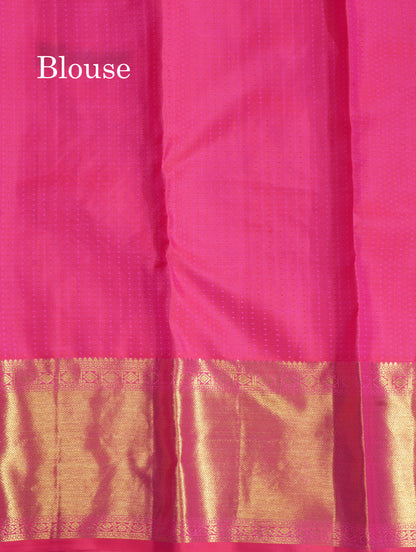 Beautiful Dual Tone Pinkish Red Pure Kanjivaram Silk Saree (2G) Zari With Self Border