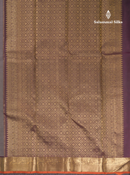 Grey Beautiful Pure Kanjivaram Silk Saree With Dark Maroon Small Border