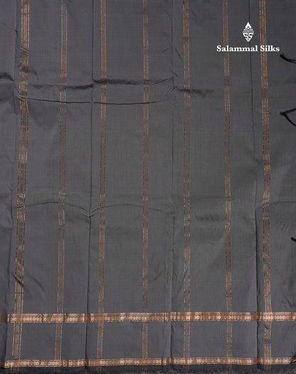 Beautiful Grey Semi Silk Saree With Tarditional Rettapet Border