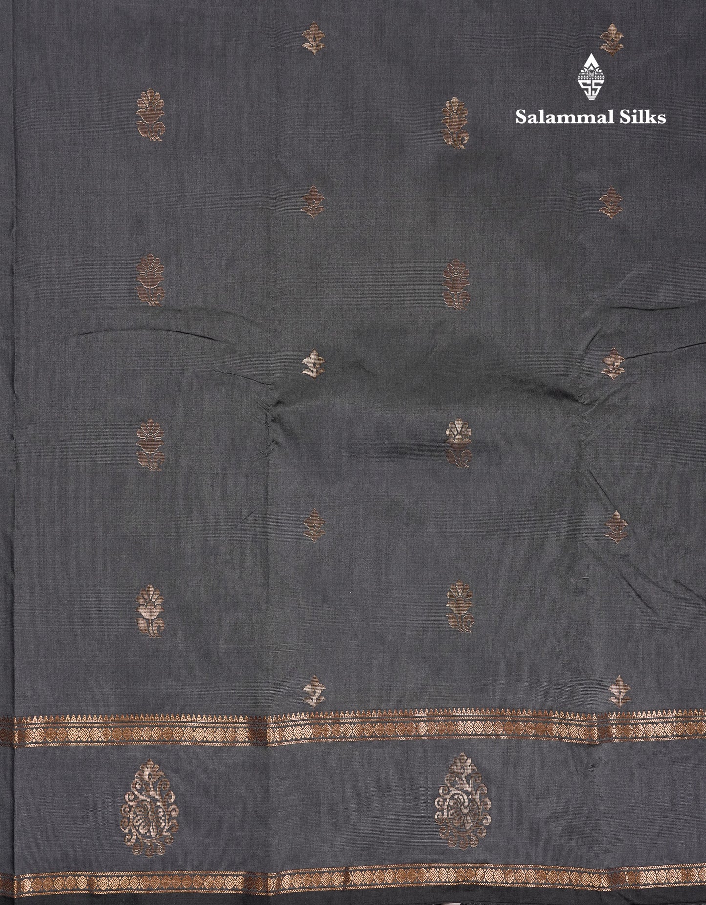 Beautiful Grey Semi Silk Saree With Tarditional Rettapet Border