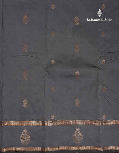 Beautiful Grey Semi Silk Saree With Tarditional Rettapet Border