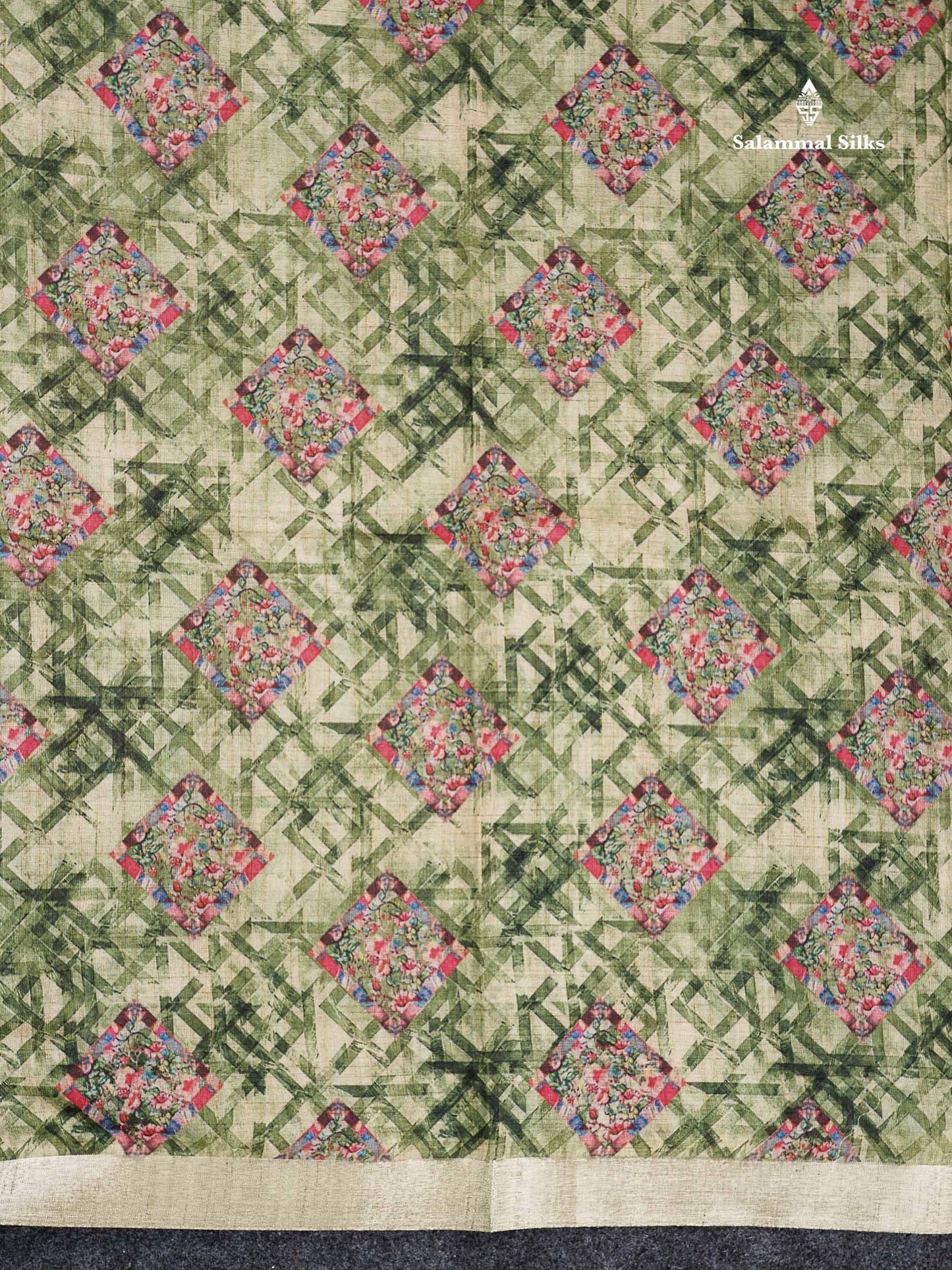 Cotton Mix Saree - Dual Tone Pink Printed Along With Small Ribbon Border