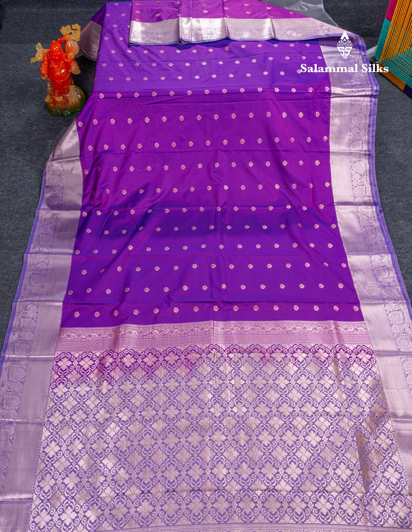 Beautiful Brown Menakari Work Semi Silk Saree With Contrast Grey Border