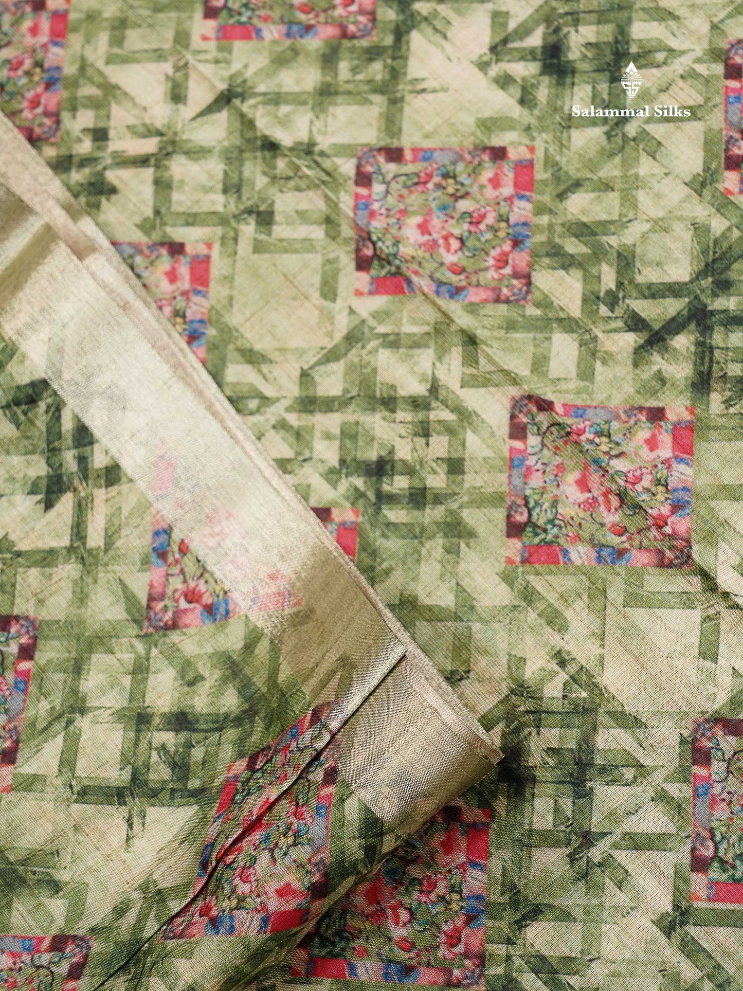 Cotton Mix Saree - Dual Tone Pink Printed Along With Small Ribbon Border
