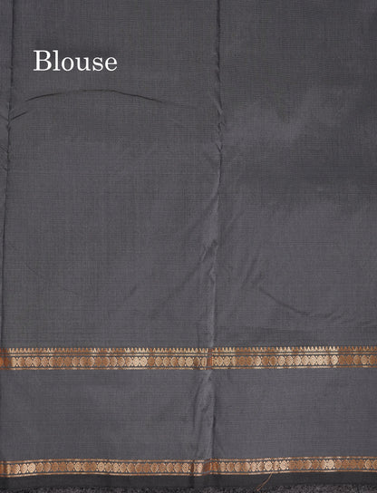 Beautiful Grey Semi Silk Saree With Tarditional Rettapet Border