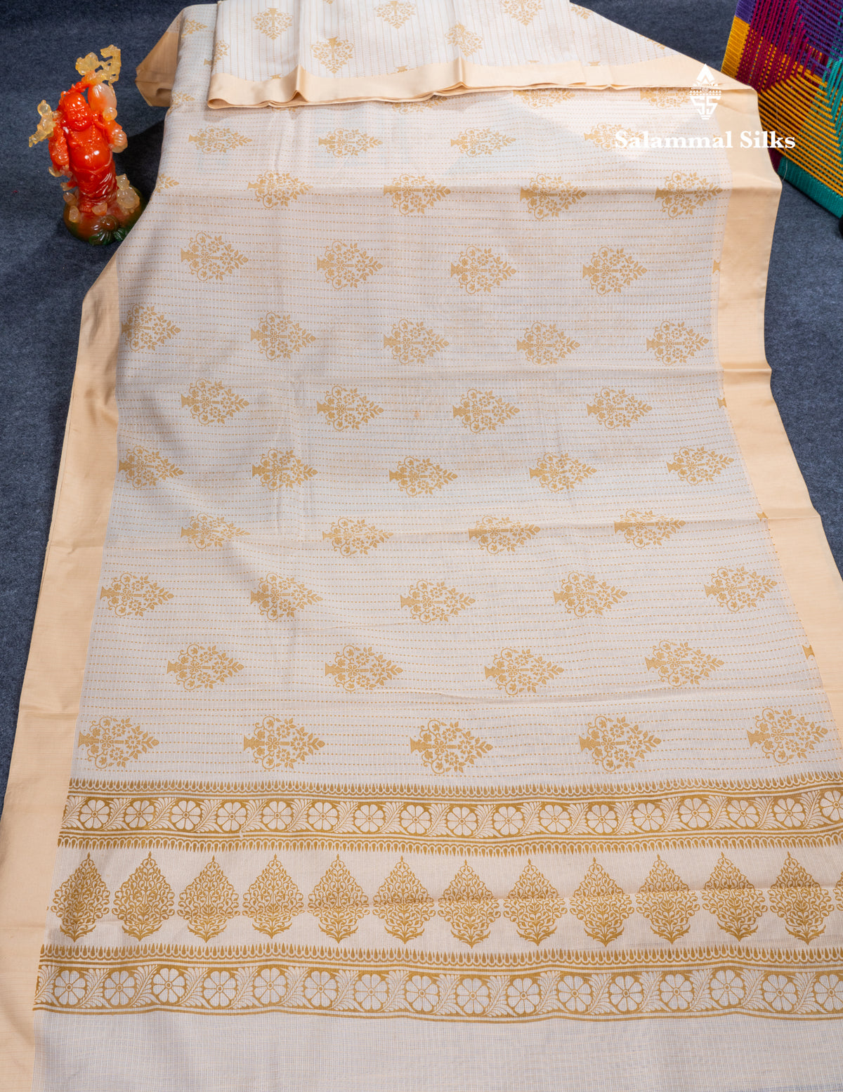 Sandal Kota Cotton Printed Saree With Self Plain Border