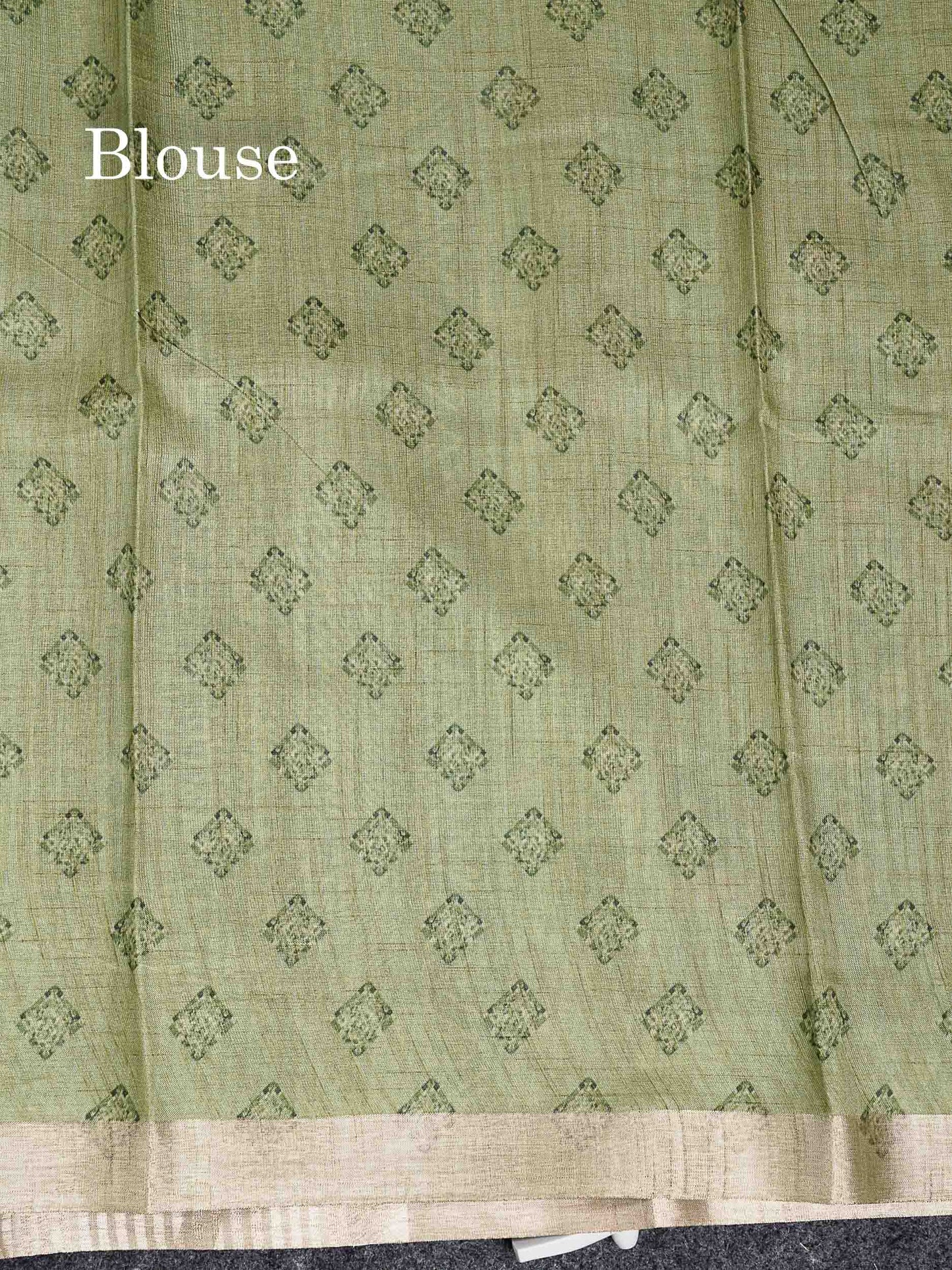 Cotton Mix Saree - Dual Tone Pink Printed Along With Small Ribbon Border