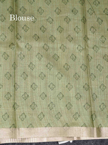 Cotton Mix Saree - Dual Tone Pink Printed Along With Small Ribbon Border