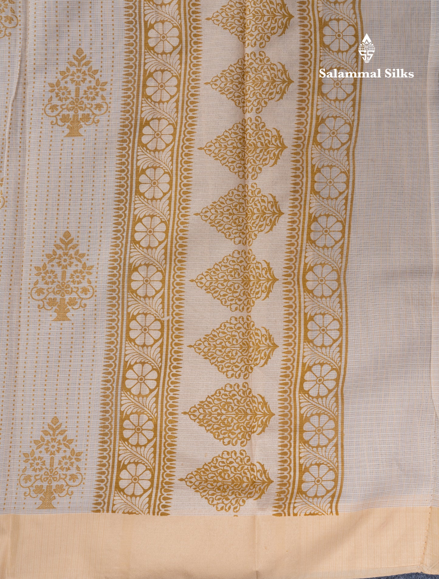 Sandal Kota Cotton Printed Saree With Self Plain Border