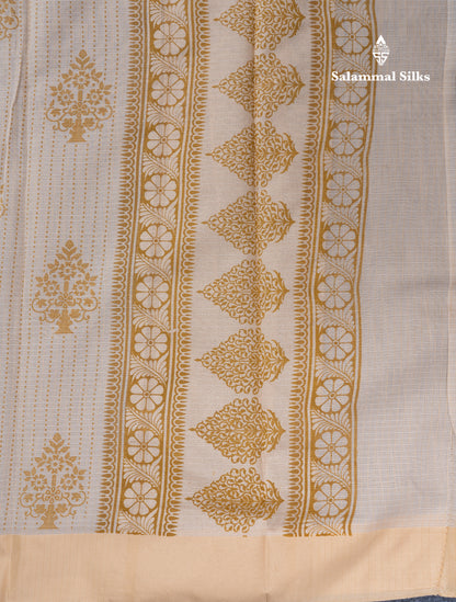 Sandal Kota Cotton Printed Saree With Self Plain Border