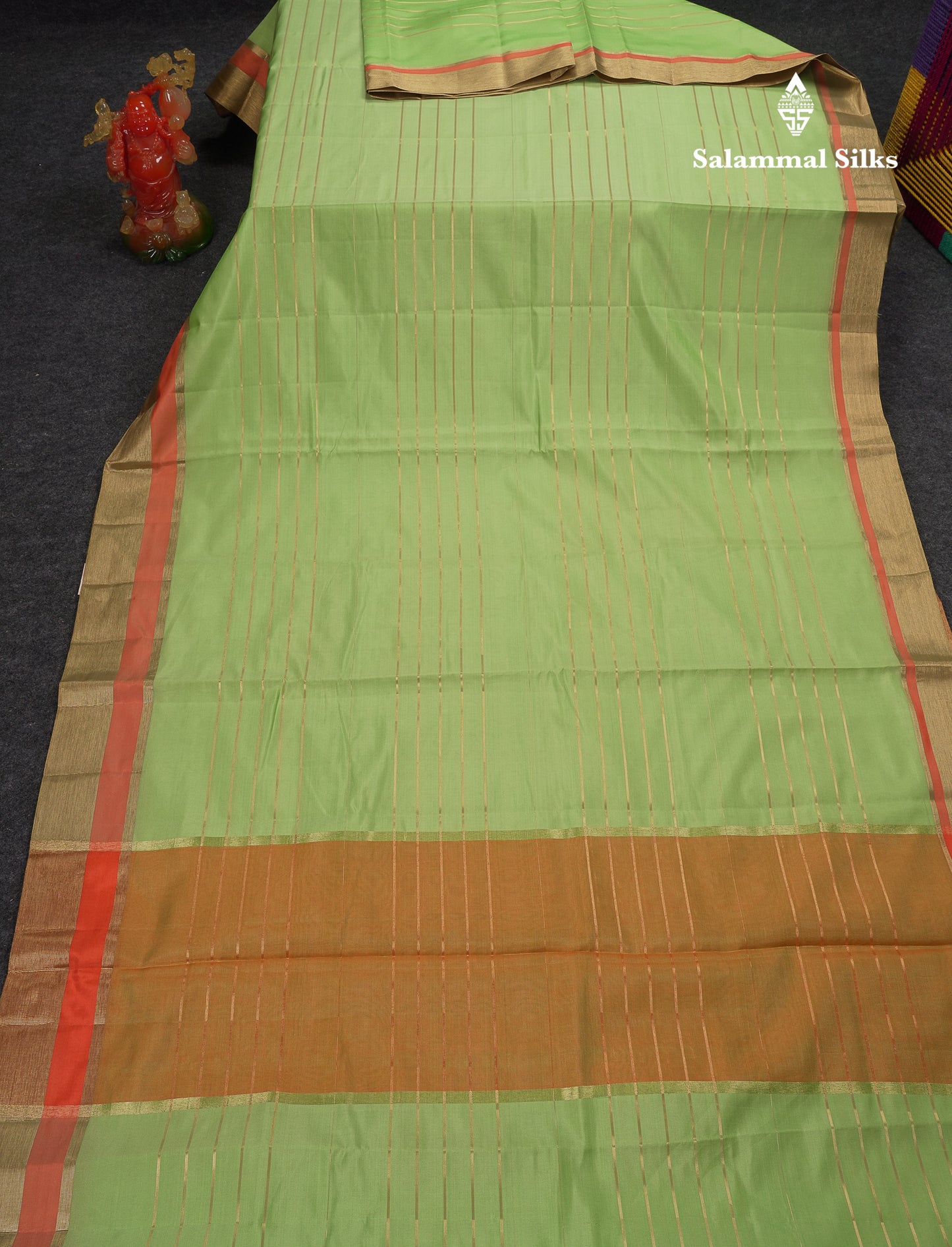 Beautiful Chilly Red Semi Tussar Fancy Saree With Contrast Dual Tone Bottle Green Blouse