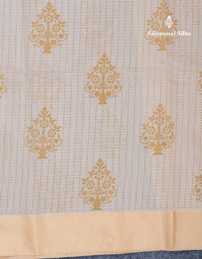 Sandal Kota Cotton Printed Saree With Self Plain Border